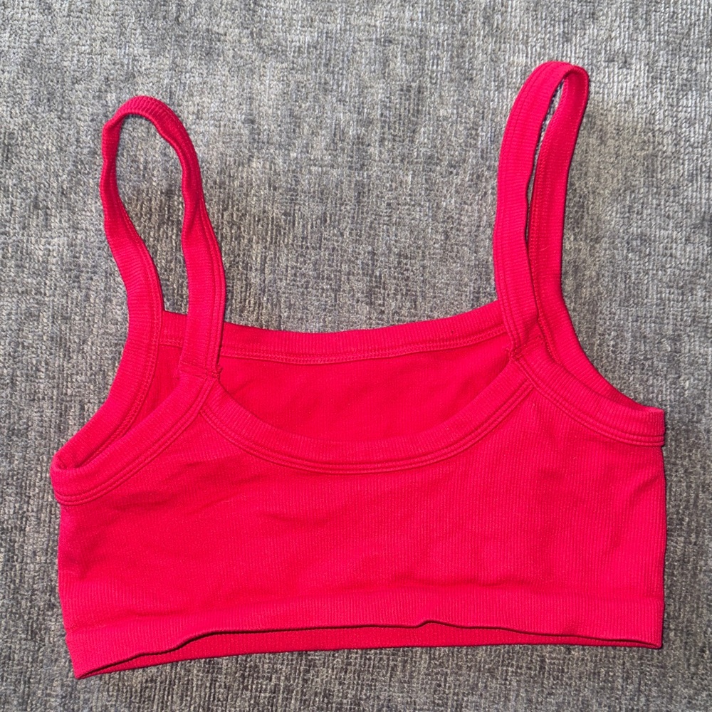 Tilly's Bright Red Ribbed Tank Top - Picture 2 of 2